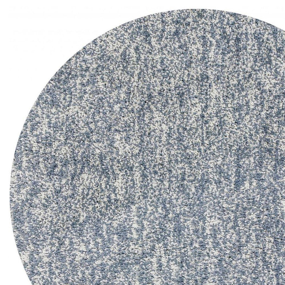 HomeRoots 8' Slate Heather Hand Woven Round Indoor Shag Area Rug