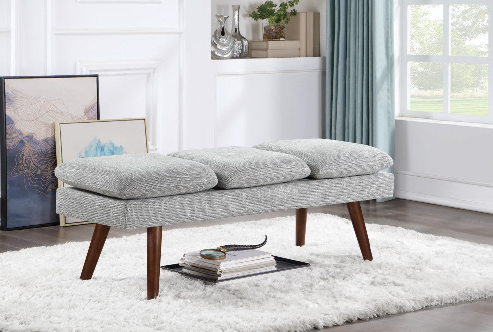Amanda 54" Mid-Century Bench, Gray