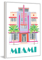 "Miami Art Deco" Floater Framed Painting Print on Canvas, 12"x18"