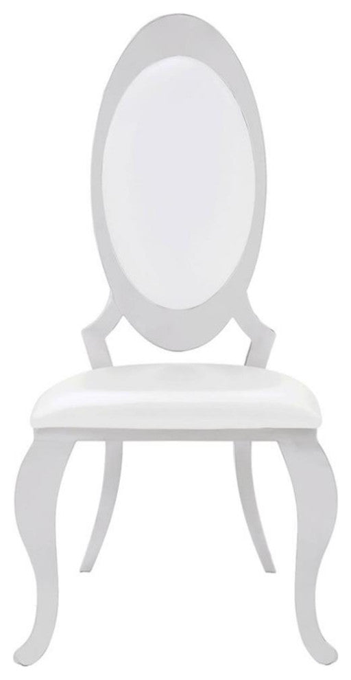 Coaster Anchorage 18.5" Faux Leather Side Chair in Cream and Chrome