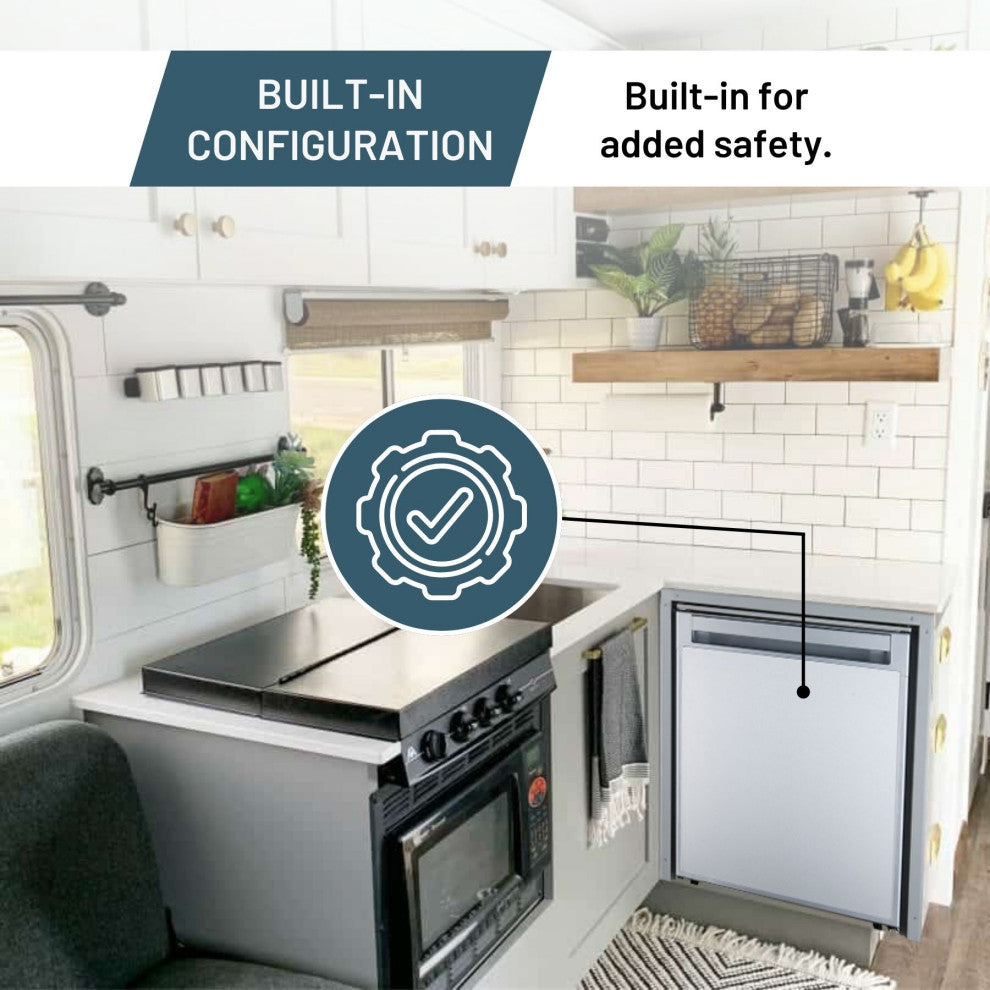 Equator 2.8cu.ft. Brushed Stainless 12V/DC RV Built-in Refrigerator w/Compressor