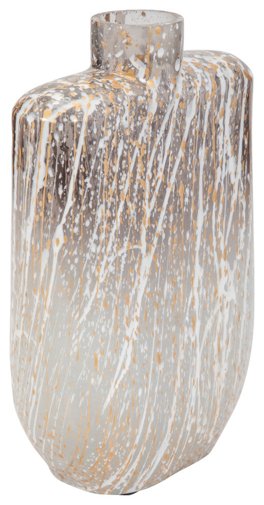 Glass, 10", Striped Stained Vase, Multi