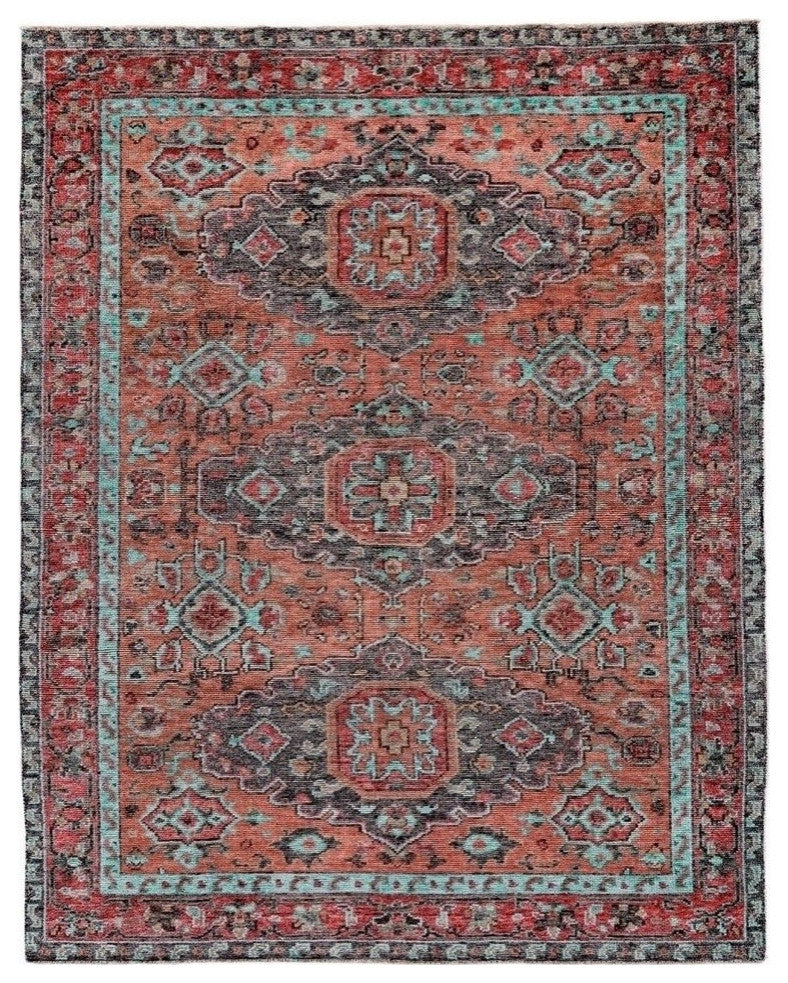 Weave & Wander Bashyr Rug, Rust/Aqua, 5'6"x8'6"