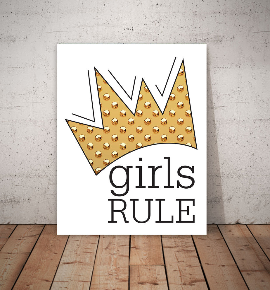 Girls Rule Crown Paper Print, 11"x14"