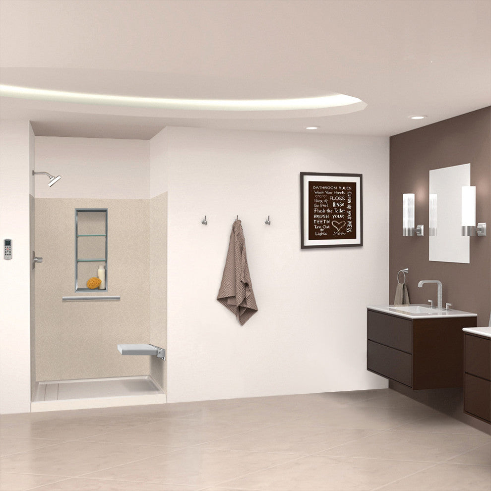 Transolid SaraMar 48"x36"x72" 3-Piece Shower Wall Kit, Cashew Velvet