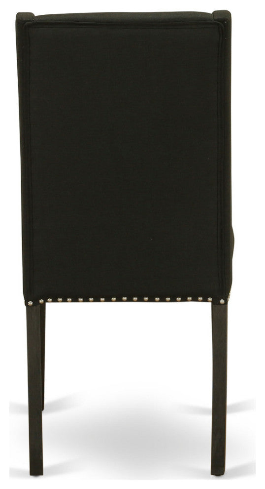 Parson Chair, Wirebrushed Black Leg And Black Color Fabric Color Set of 2