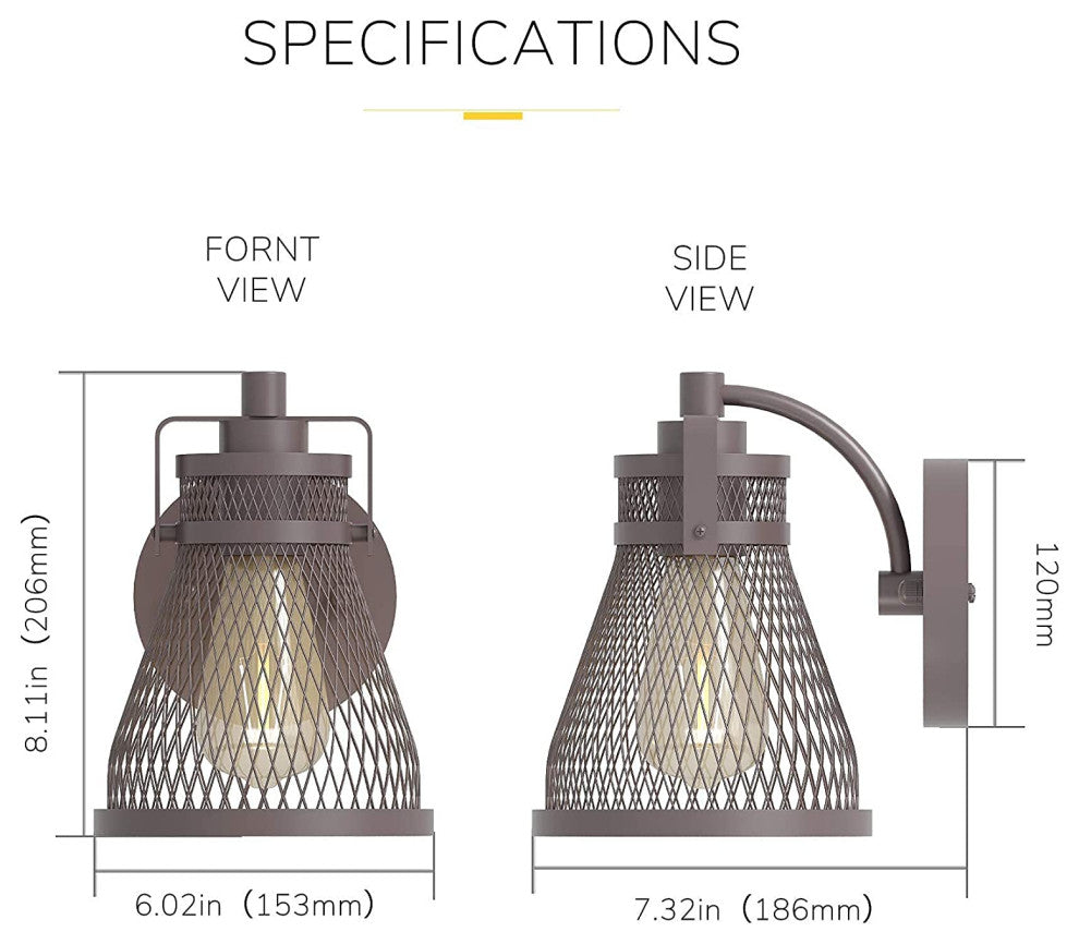 Industrial Vanity Light Fixture Farmhouse Mesh Wall Sconce
