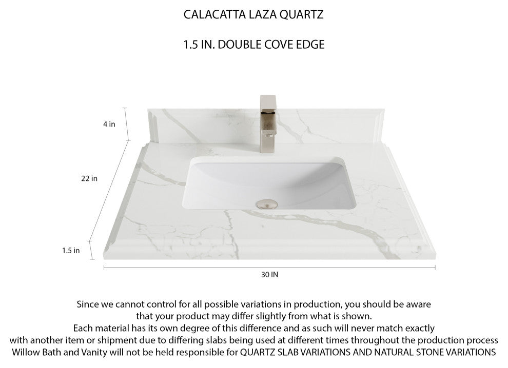 Parker 30 Single Sink Bath Vanity in Elephant Skin Gray  1.5" Calacatta Laza
