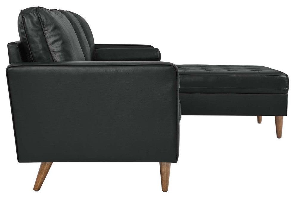 Valour 98" Leather Sectional Sofa, Black