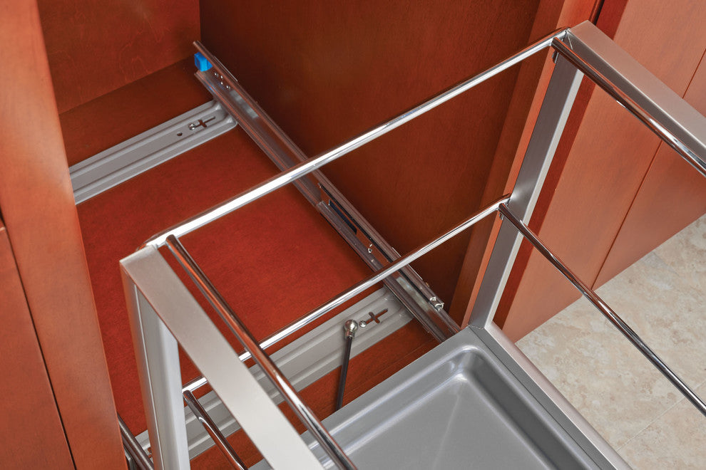 Aluminum Pull-Out Hamper, Silver