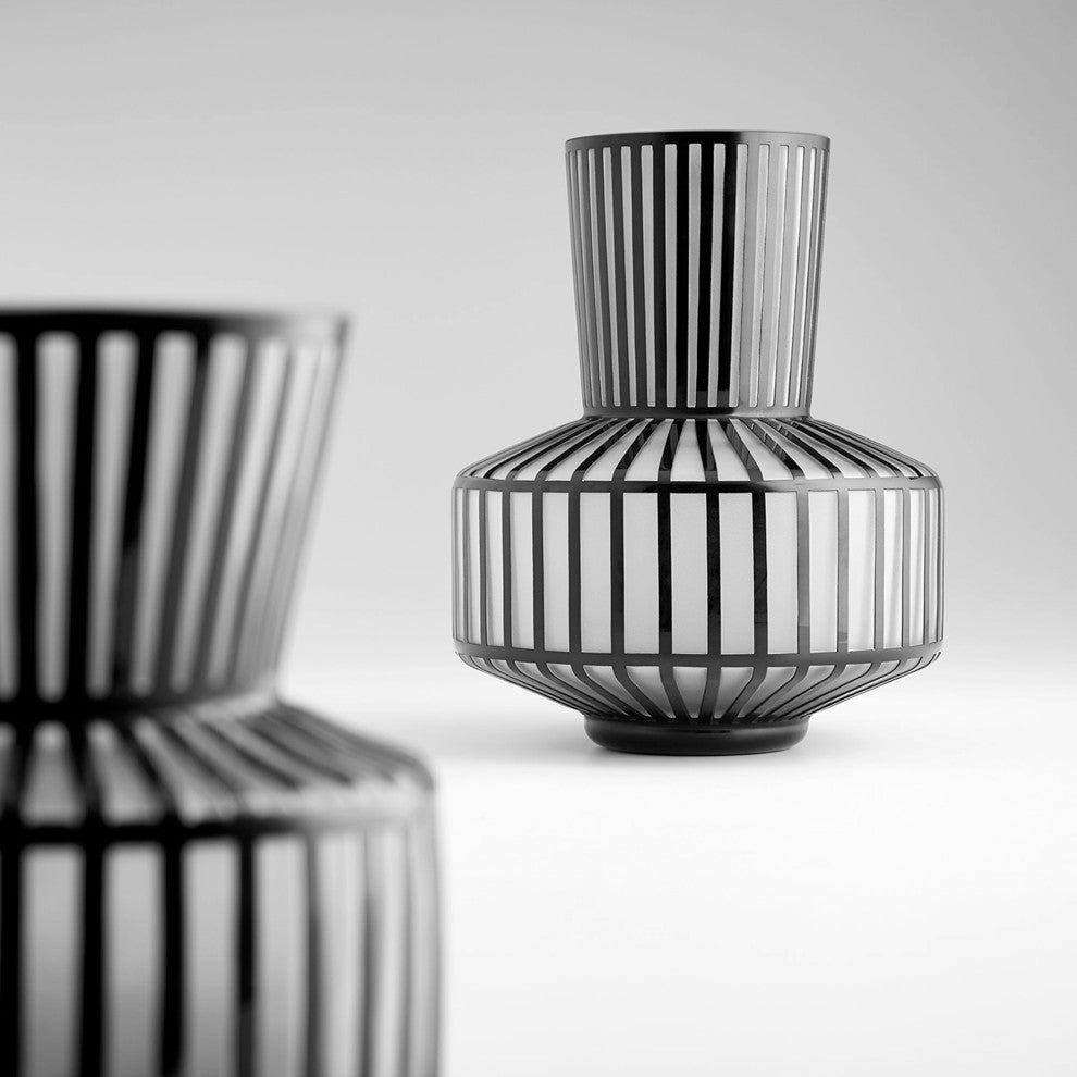 Lined Up Vase, Black, Medium
