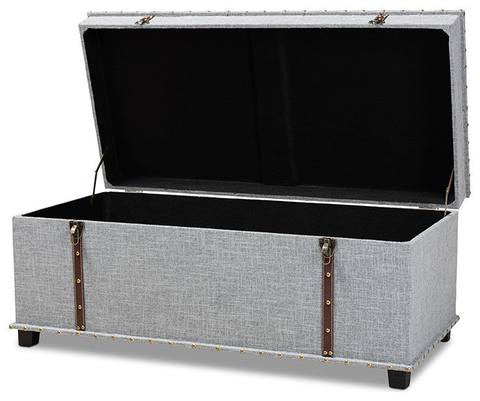 Kyra Modern and Contemporary Grey Fabric Upholstered Storage Trunk Ottoman
