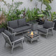LeisureMod Walbrooke Gray Patio Conversation Set With Fire Pit, Charcoal
