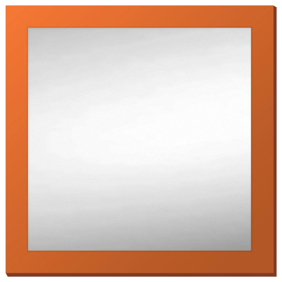 36"x36" Pop of Color Wall/Floor Mirror Art, Modern Orange