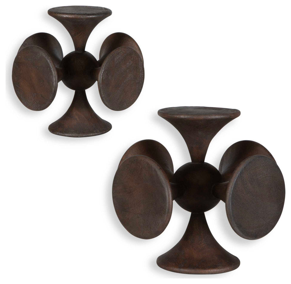 Uttermost Balanced Harmony Dark Wooden Sculptures Set of 2