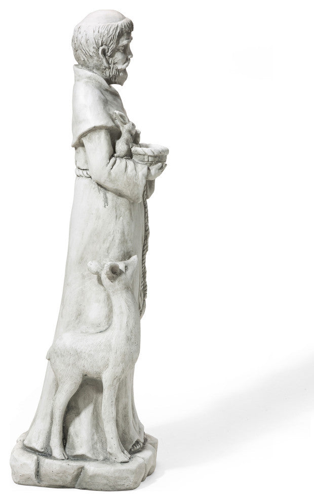 36.25" MGO St. Francis Garden Statue Feeds Animals