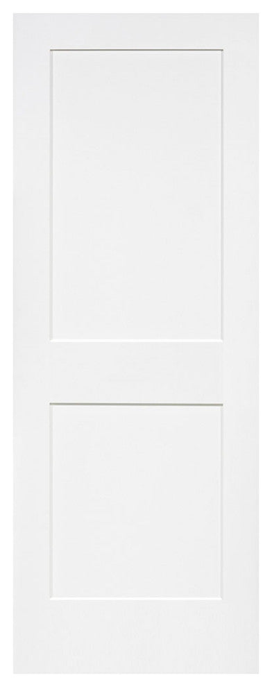 2-Panel Kimberly Bay Door, Interior Slab Shaker, White, 1.375"x32"x80"