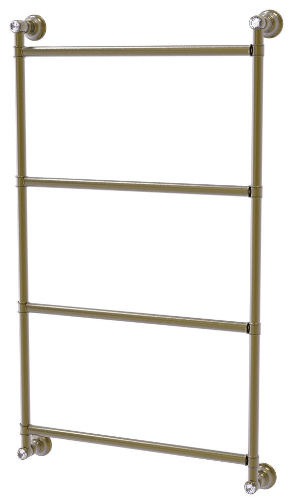 Allied Brass Carolina Crystal 4 Tier 18" Ladder Towel Bar, Antique Brass