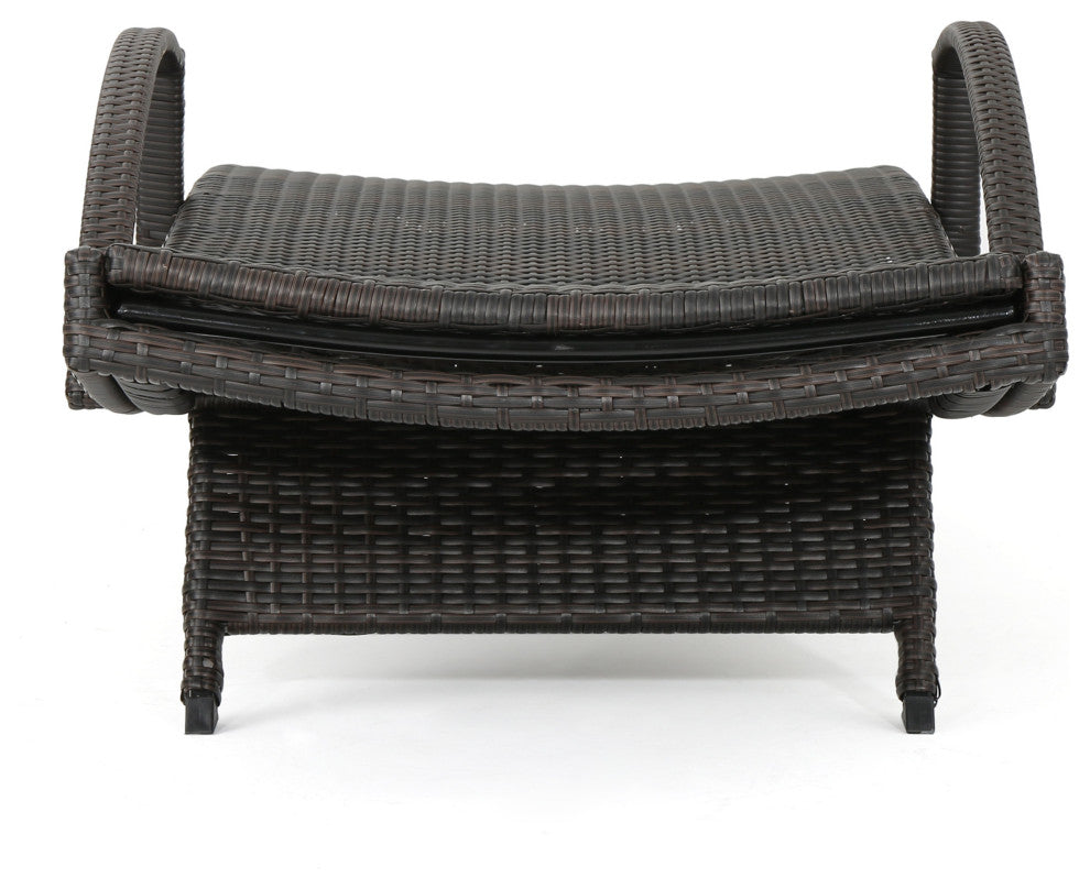 GDF Studio Savana Outdoor Wicker Lounge With Arms With Cushion, Set of 1