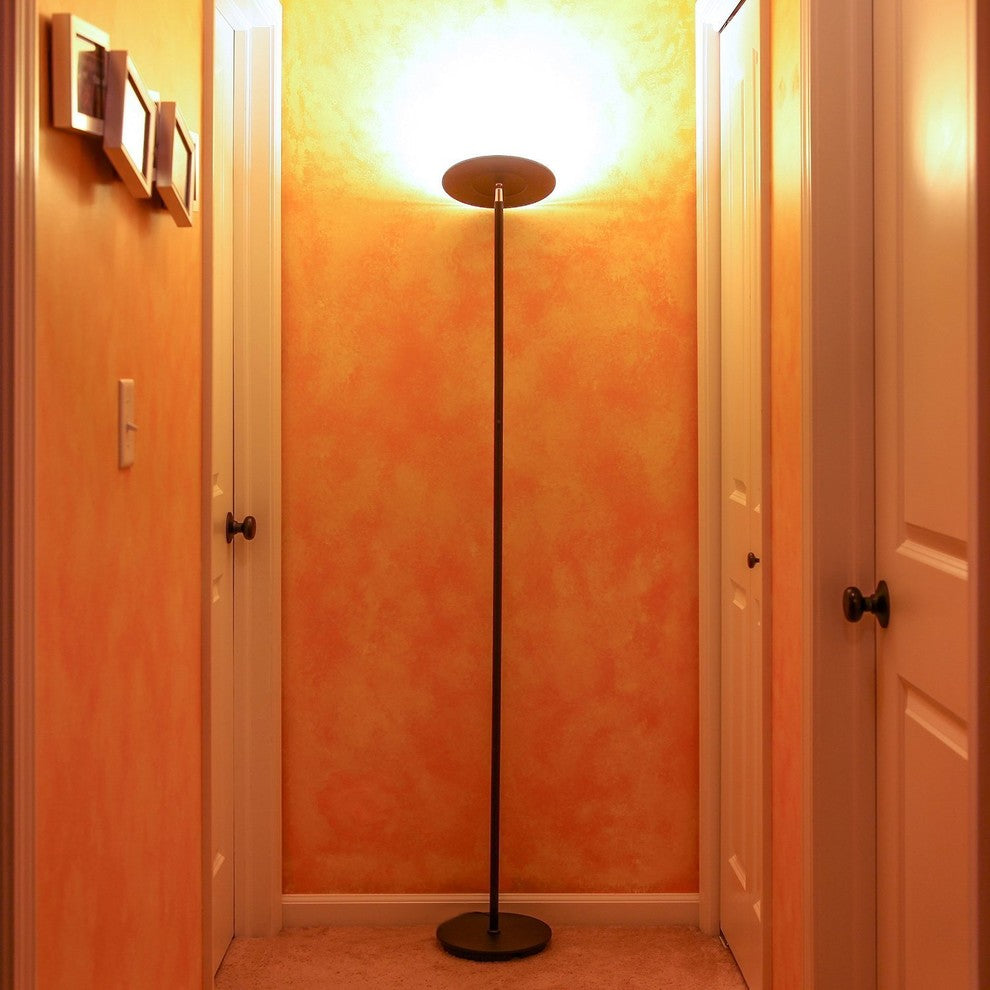Brightech Sky Flux LED Torchiere Floor Lamp, Dark Bronze