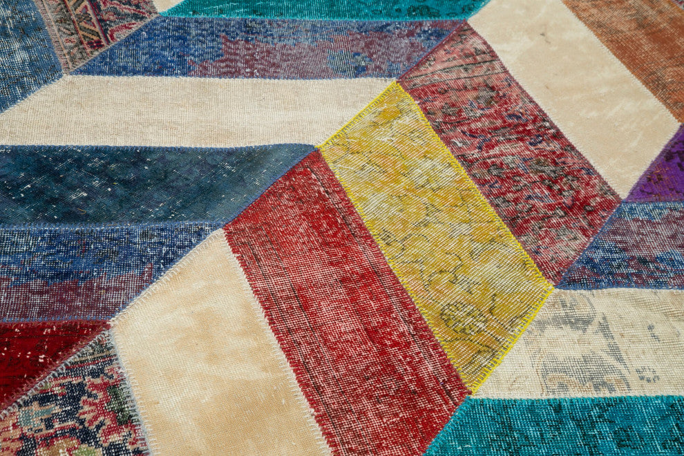 Rug N Carpet - Hand-Knotted Anatolian 6' 5" x 9' 10" Rustic Patchwork Area Rug