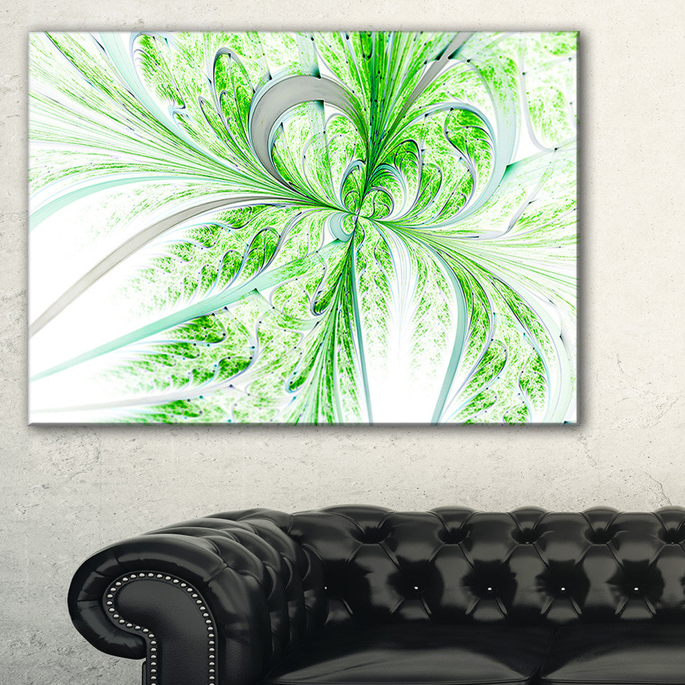 "Green Grungy Floral Fractal Shapes" Floral Wall Art Canvas, 40"x20"