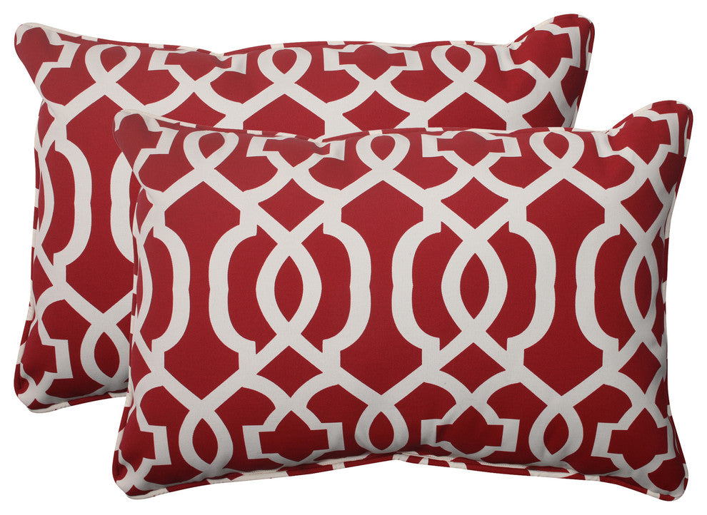 New Geo Red Oversized Rectangle Throw Pillow, Set of 2
