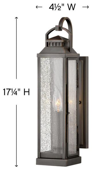 Hinkley Revere Medium Wall Mount Lantern, Blackened Brass