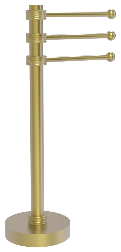Vanity Top 3 Swing Arm Towel Holder with Groovy Accents, Satin Brass