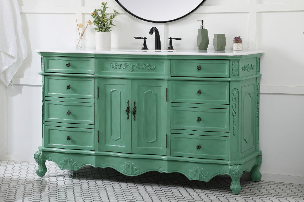 Bathroom Vanity, Vintage Mint, 60", Single Sink