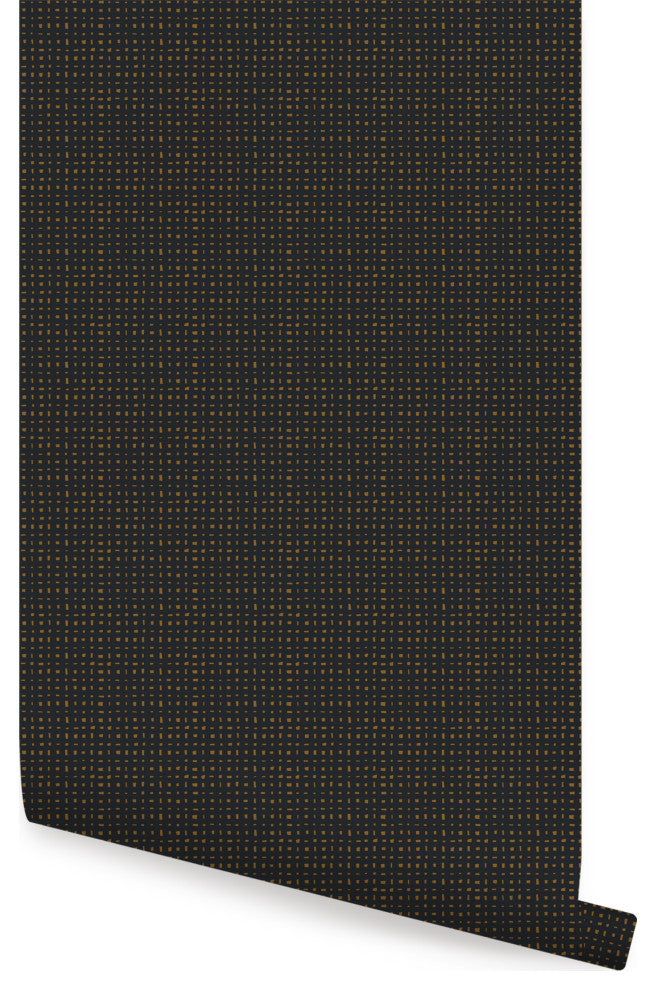 Burlap Hash Pattern Peel and Stick Vinyl Wallpaper, Onyx, 24"w X 60"h