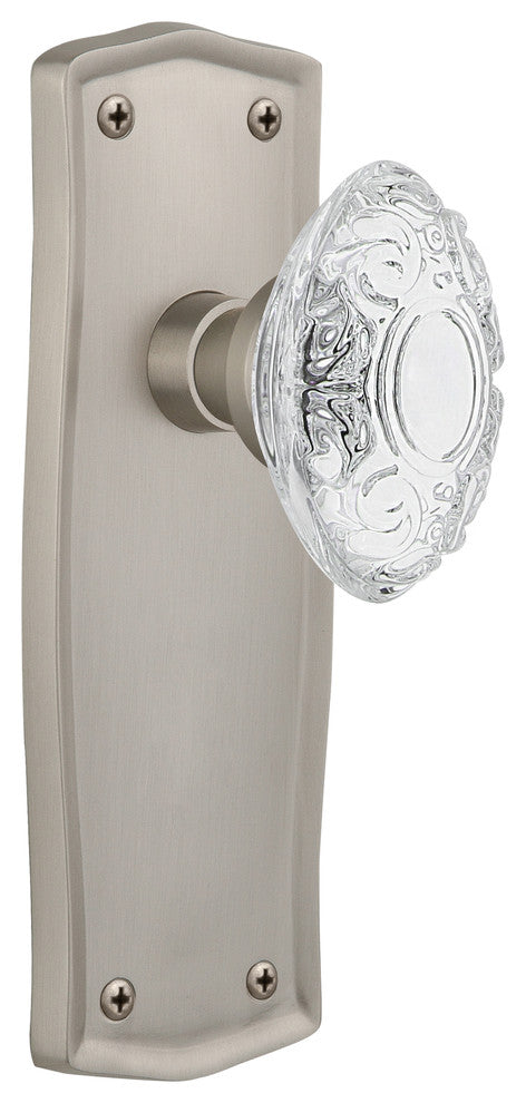 Prairie Plate Double Dummy Crystal Victorian Knob, Satin Nickel, PRACVI