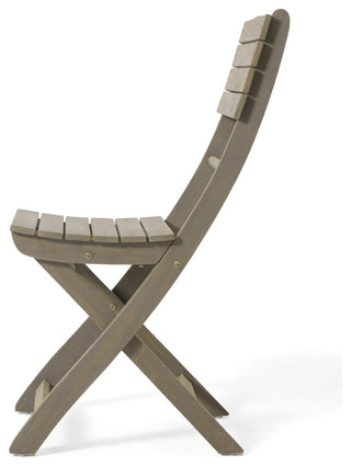 GDF Studio Vicaro Outdoor Gray Acacia Wood Foldable Dining Chairs, Set of 2