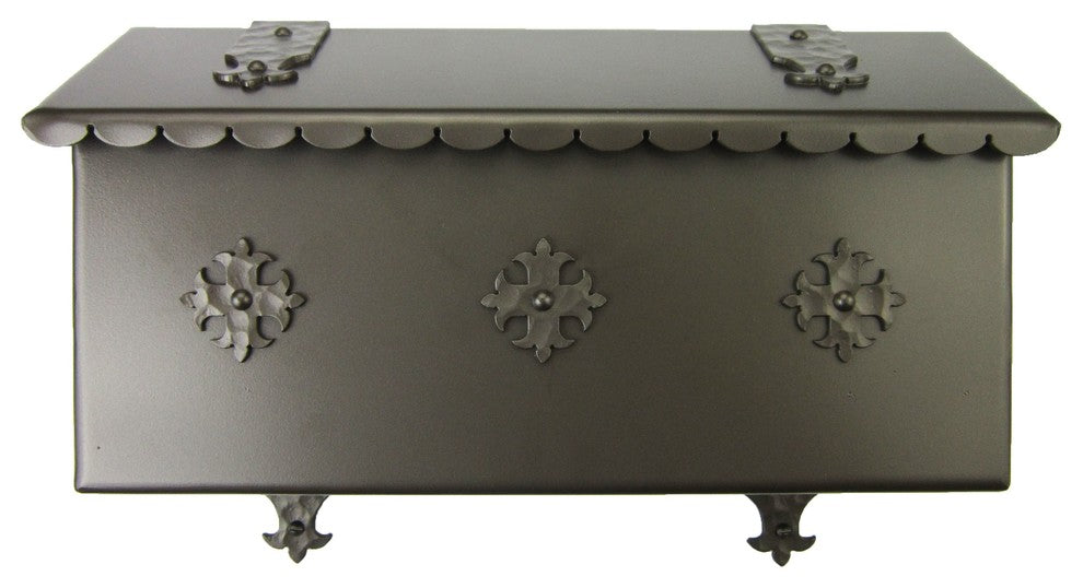 Traditional Spanish Cross Wrought Iron Mailbox, Bronze