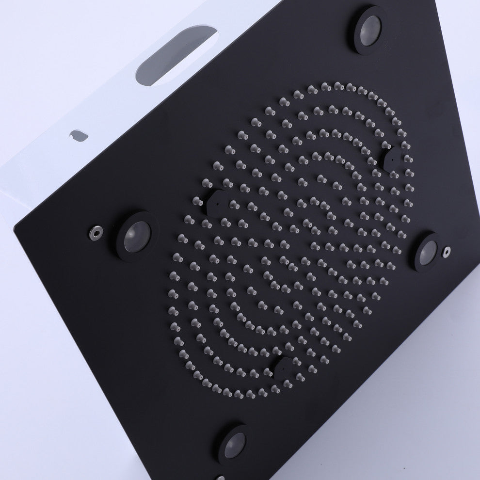 Luxury LED Rain Shower System With Rough-In Valve & 6 Body Jets, Matte Black