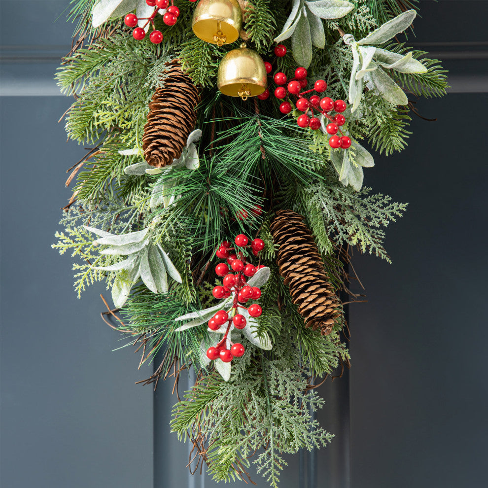 26"H Berry, Pinecone and Bell Teardrop