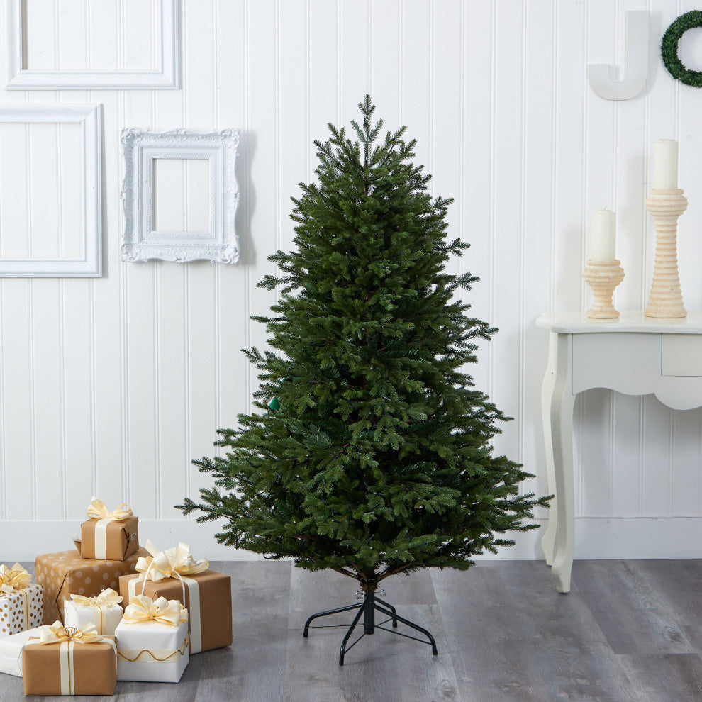 5' Wyoming Spruce Faux Xmas Tree With 300 Clear Lights and 773 Bendable Branches