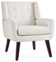 Accent Chair, Button Tufted Upholstered Sofa Chairs, Comfy Linen Fabric Armchair