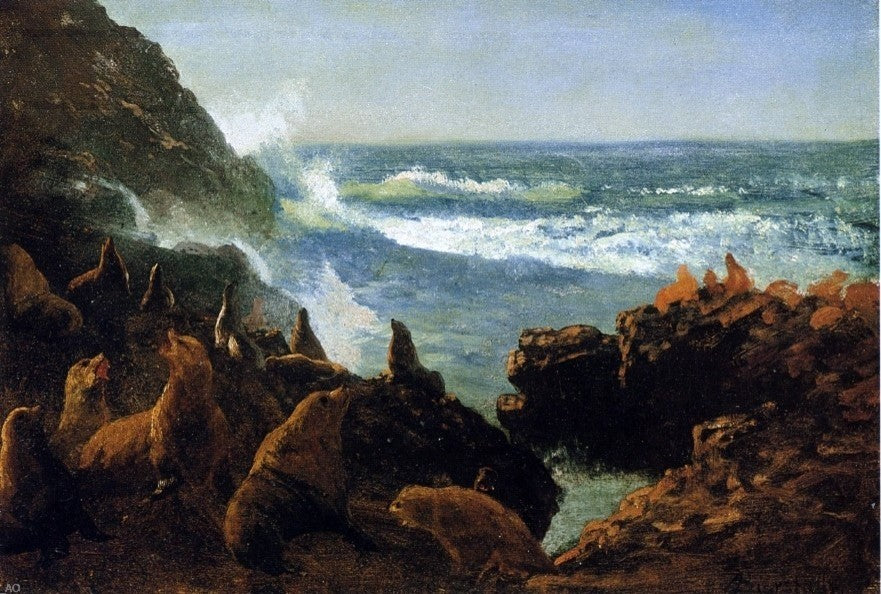 Albert Bierstadt Sea Lions Farallon Islands, 18"x27" Wall Decal