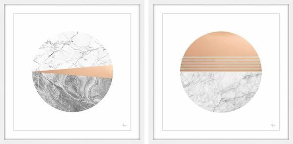 "Marble Finish" Framed Painting Diptych, 48"x24"