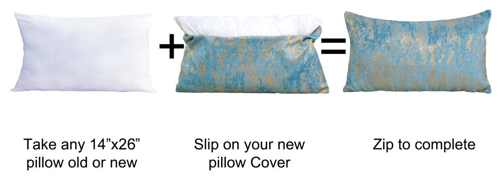 Kasula Jacquard Chenille Pillow Cover 2 Piece Set, Turquoise, 14" X 26"