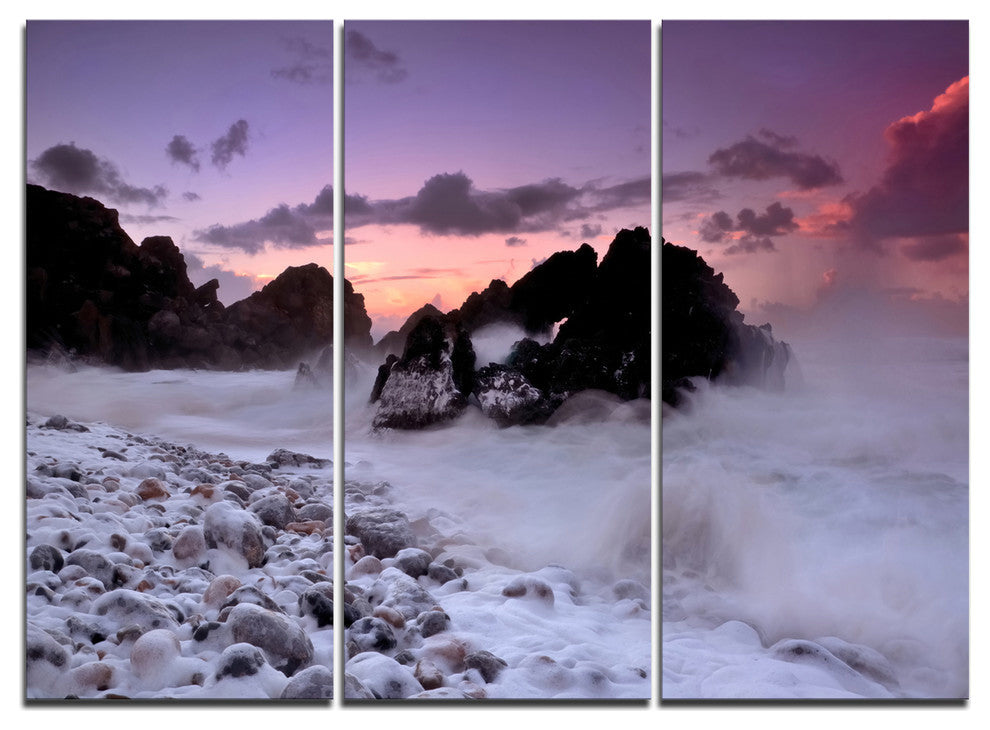"White Sand at Abano Beach Portugal" Metal Wall Art, 3 Panels, 36"x28"