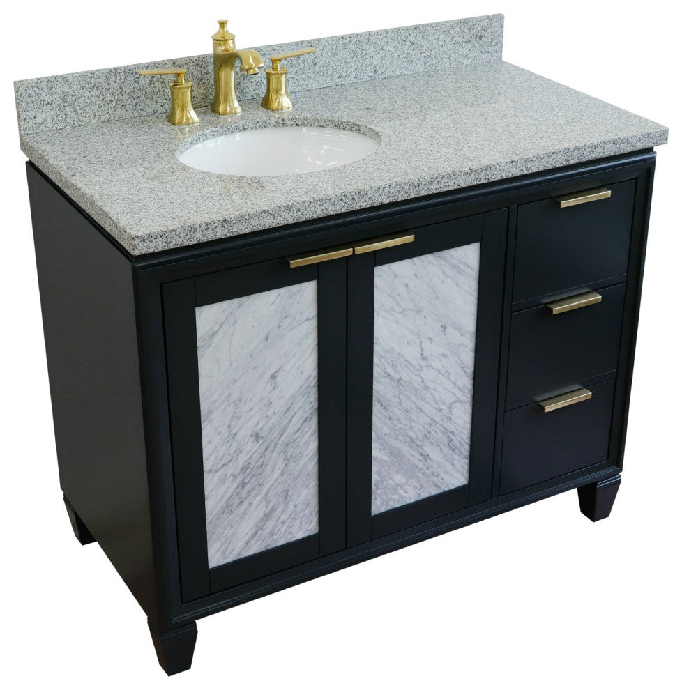 43" Single Vanity, Dark Gray Finish With Gray Granite