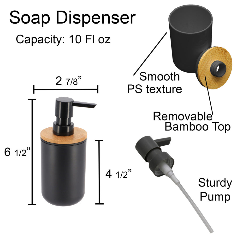 Black Bath Hand Soap & Lotion Dispenser PADANG 10 FL OZ Bamboo