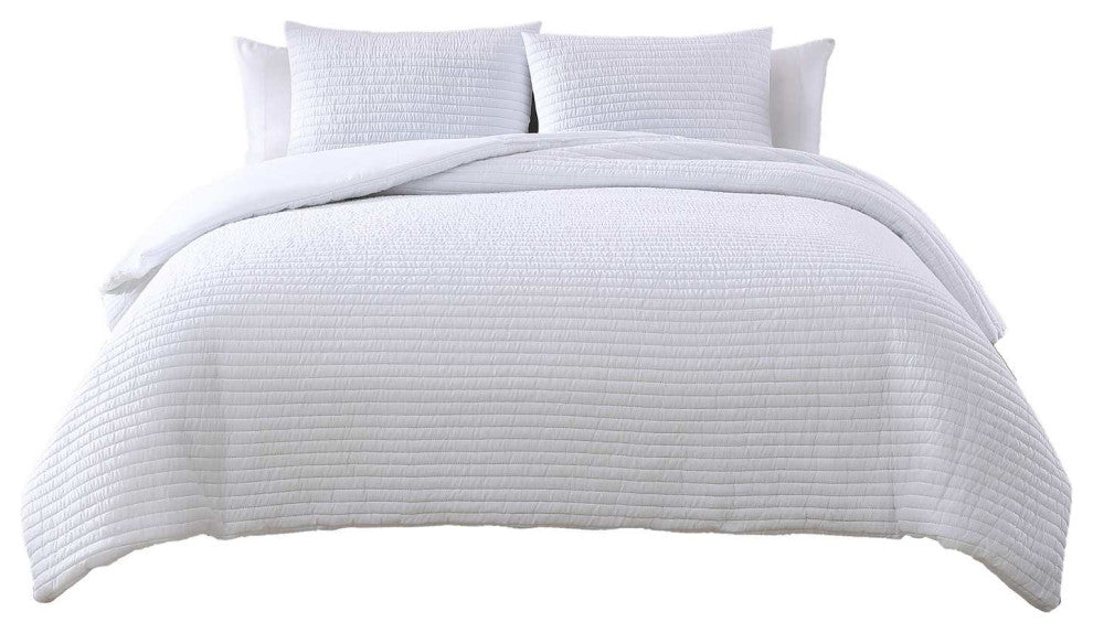 The Nesting Company Palm 3 Piece Comforter Set - Queen - White
