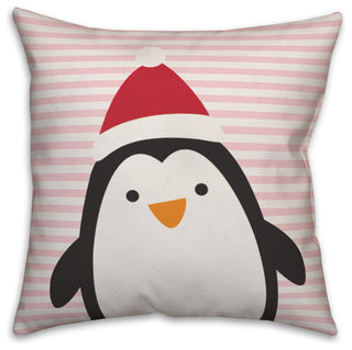 Penguin With Stripes 18"x18" Throw Pillow Cover