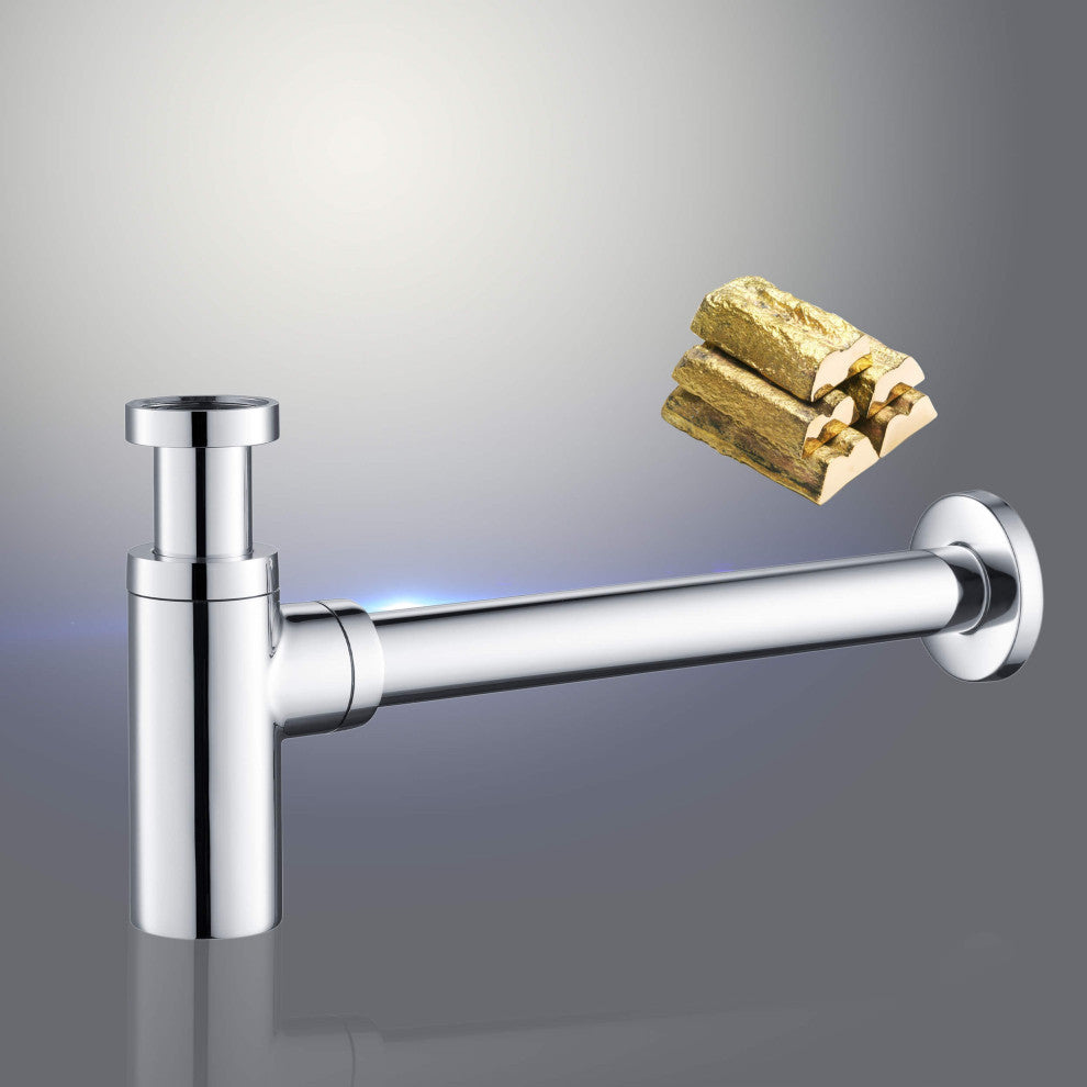Kibi Bathroom Sink Decorative Round Bottle Trap, Chrome