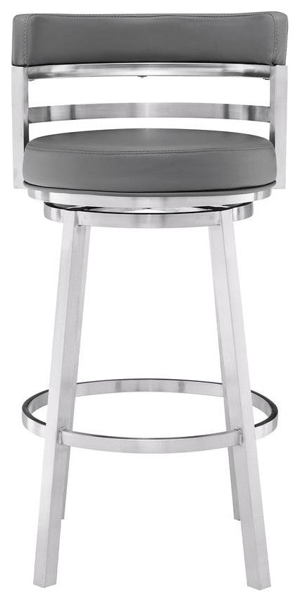 Madrid Contemporary 26" Counter Height Barstool in Brushed SS Finish