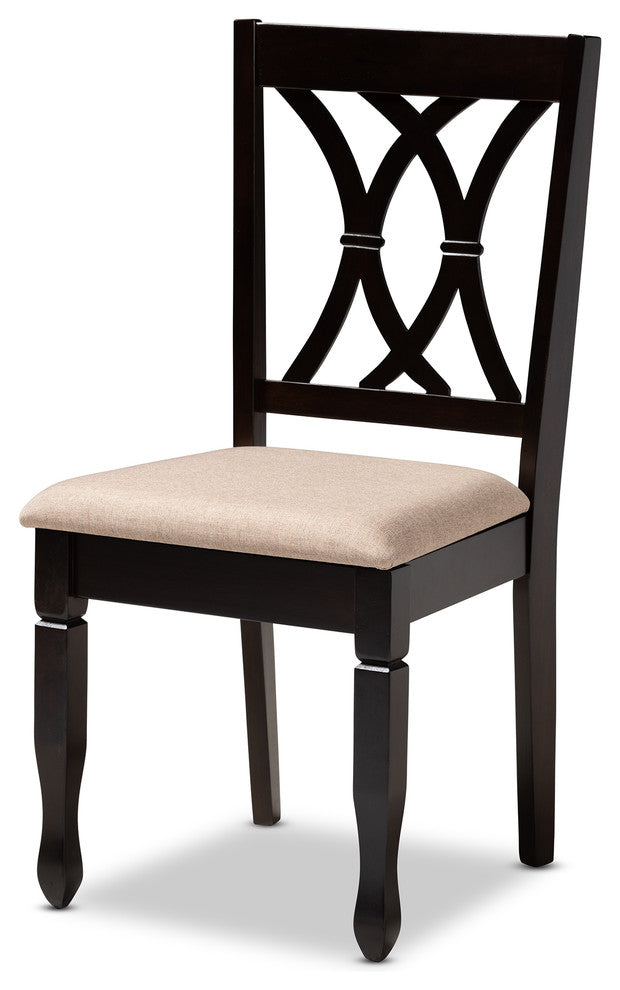 Narelle Sand Fabric Espresso Brown Finish Dining Chairs, Set of 4