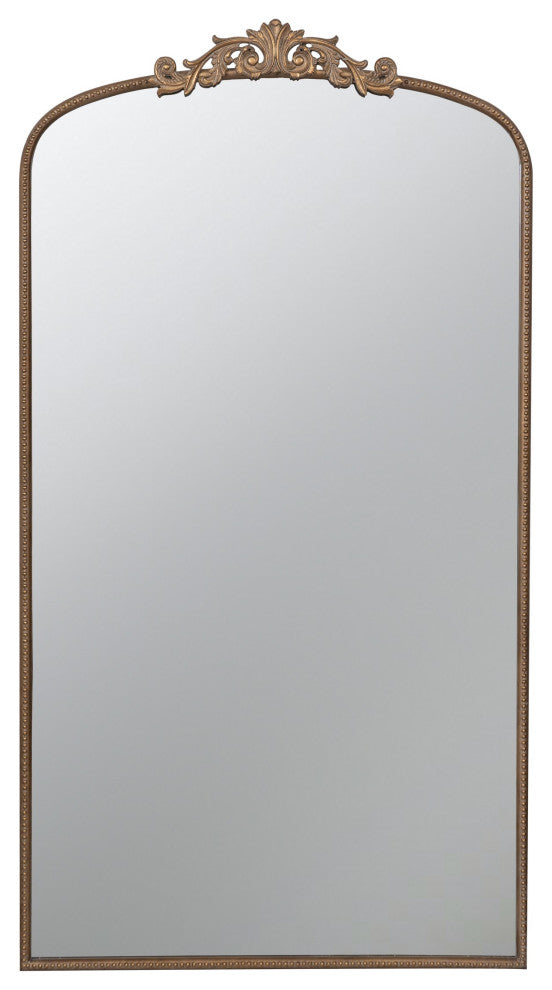 Benzara BM286126 66"Wall Mirror, Gold Curved Metal Frame, Ornate Baroque